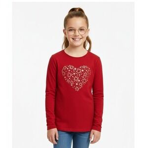 Cat and Jack Red and Gold Stars Long Sleeve Sweater Large 10/12 Kids